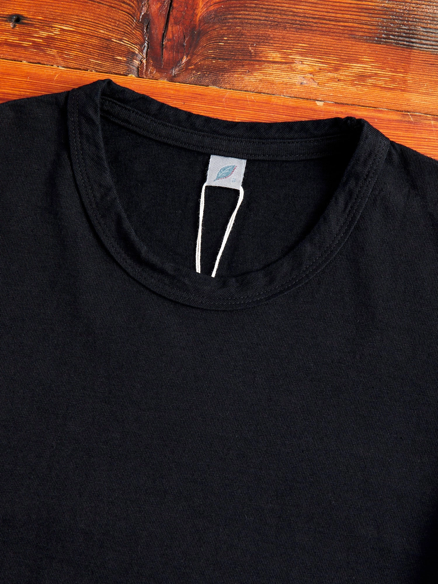 Yarn Dyed Knit T-Shirt in Black Indigo